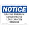 Signmission Safety Sign, OSHA Notice, 7" Height, NOTICE Grating Maximum Concentrated Load Sign, Landscape OS-NS-D-710-L-15749 - alternate 1